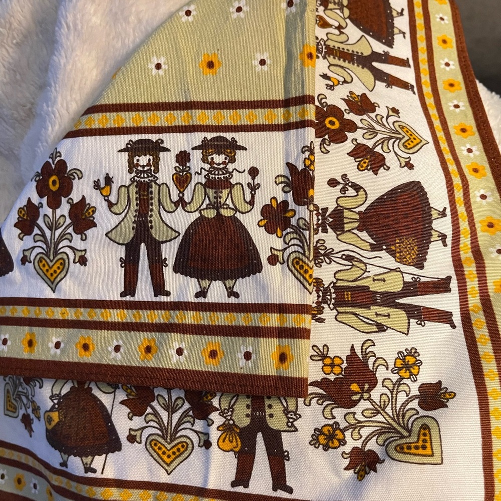 Vintage Folk Art Print tea towel by Kolf.  Made in Austria